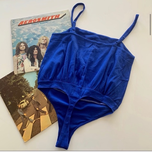 Free People | Blue Marissa Ribbed Body Suit - Picture 7 of 10